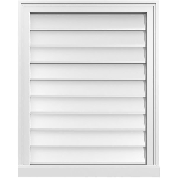 Ekena Millwork Vertical Surface Mount PVC Gable Vent w/ 2"W x 2"H , Brickmould Sill Frame, 24"W x 30"H GVPVE24X3003SN